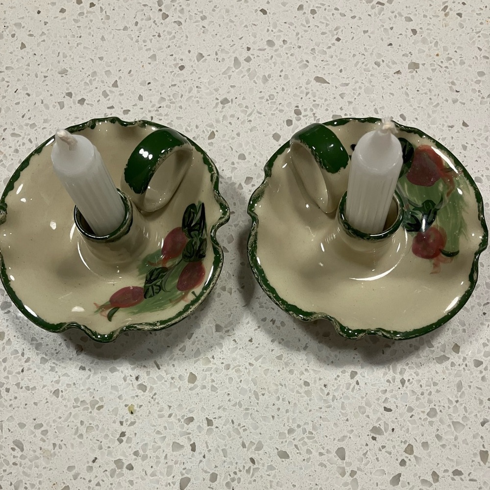 Pottery Ruffled Candle Holders